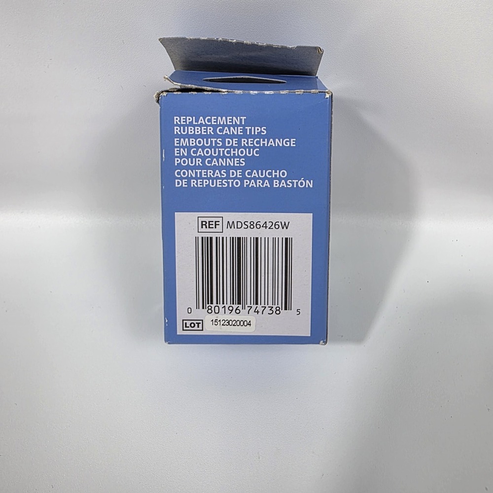 Medline Rubber Replacement Cane Tips Fits Most Canes With 3/4" Diameter - 2 Tips - Picture 3 of 3